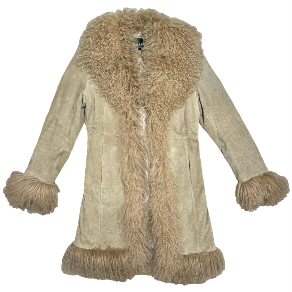 Vintage Genuine Leather Fur Trim Penny Lane Jacket